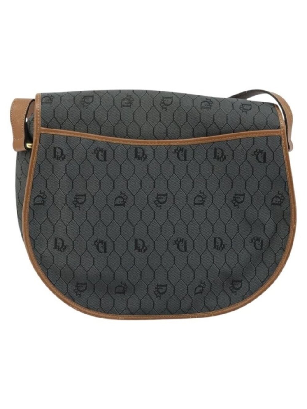 Authentic Christian Dior Honeycomb Canvas Shoulder Bag Black Gold - Picture 9 of 16